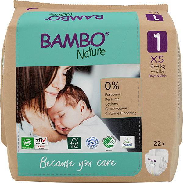 pelene za novorođenče - za bebu od 2-4 kg - Pelene Papirno Pakovanje Box - Bambo Nature
